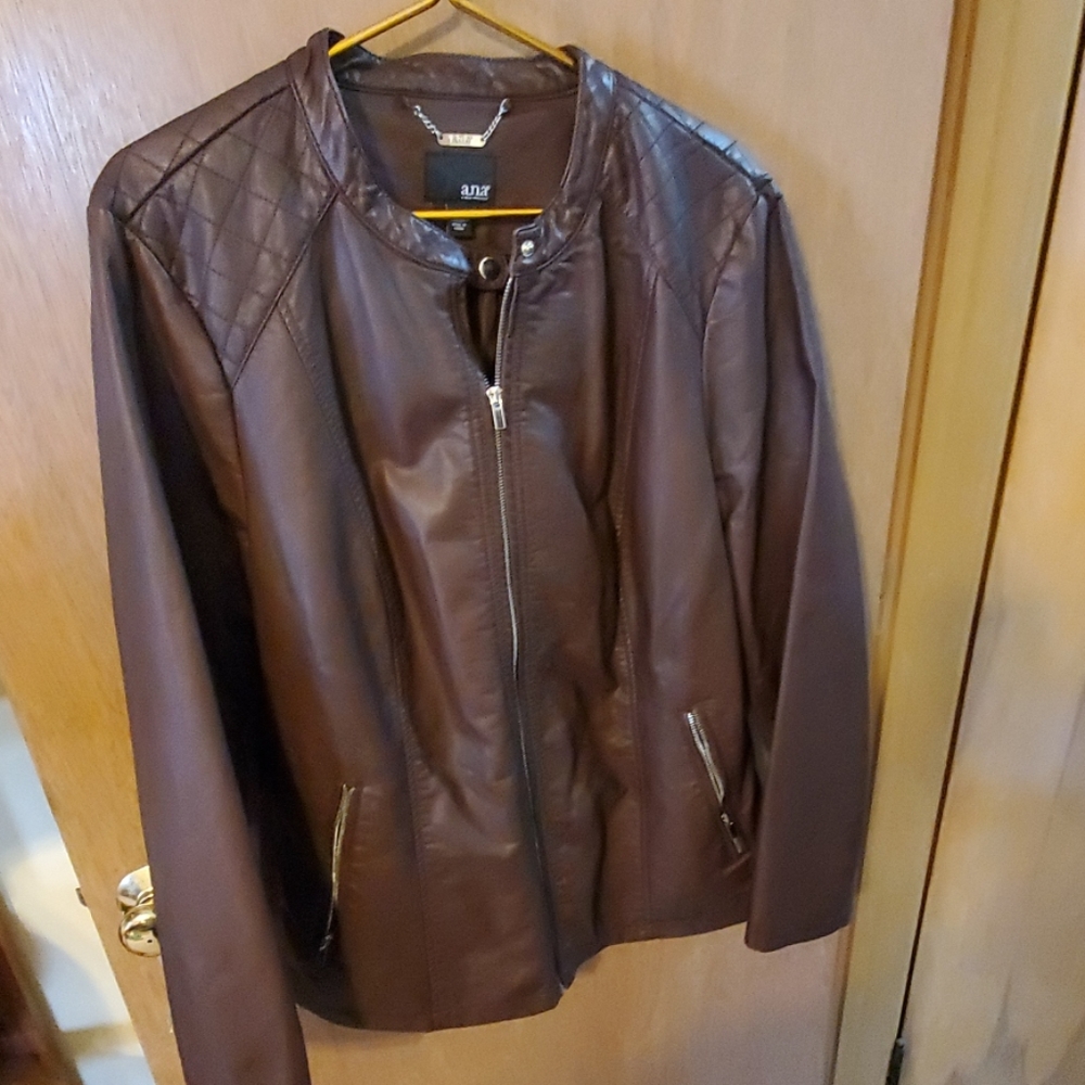 Chocolate brown leather like jacket